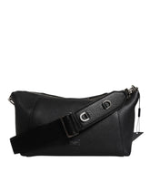 Dolce & Gabbana Black Leather Logo Plaque Shoulder Crossbody Bag